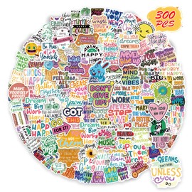 300PCS Motivational Sticker, Inspirational Words Stickers for Teens Adults Students Teacher Employees Vinyl Encouraging Positive Affirmation Stickers for Water Bottles Laptop Decals Scrapbook Journal