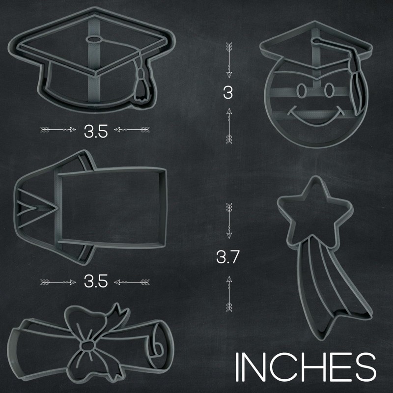 Moose Goods Graduation Cookie Cutters – 5-Pcs Cookie Cutter Set