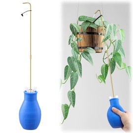 Dreyoo Squeeze Bottle for Hanging Plants, 19" Long Spout Plant Watering Bottle, Easy Squeeze Indoor/Outdoor Watering Can Alternative, Precise Sprinkling for Hanging Baskets, Houseplants, 8oz (Blue)