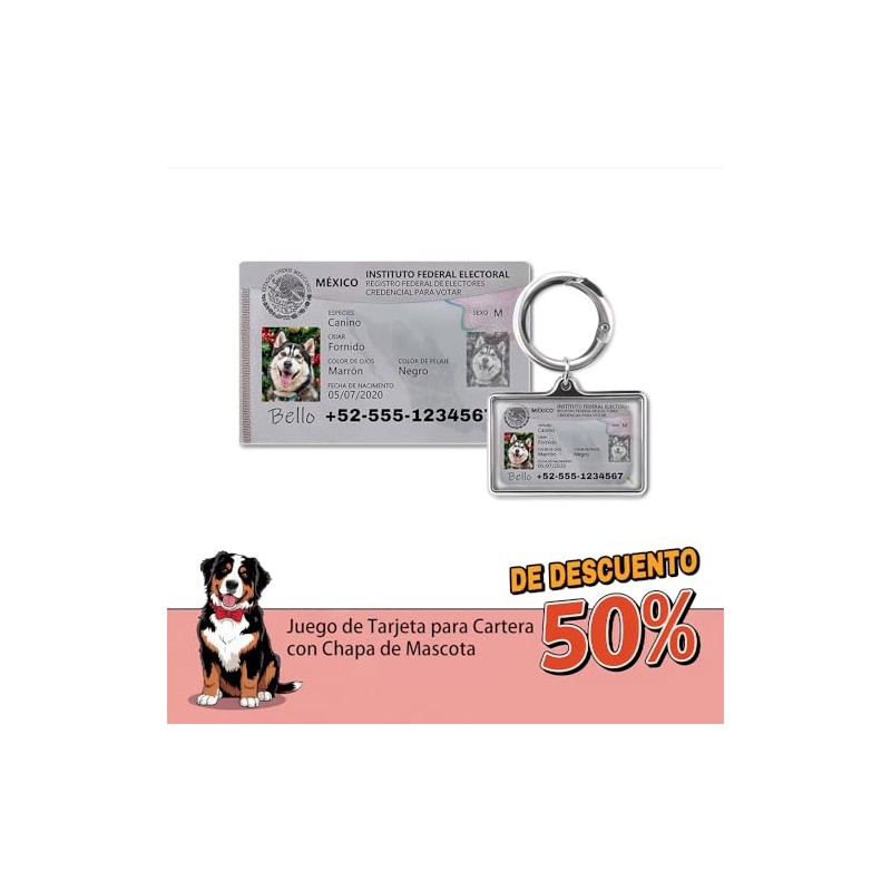 Tarjeta de Identificación Personalizada - Placa Metálica Duradera para Perros