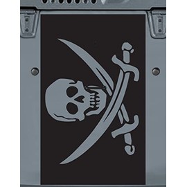 Tower Decals Jolly Roger Flag Hood Vinyl Graphic Decal Fits Jeep Wrangler TJ LJ YJ Matte Black 0203