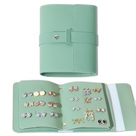KASESSS GrüN Ohrring Aufbewahrung Kreatives Buch Form Tragbare Schmuckaufbewahrung Reise SchmuckkäStchen Mit Knopf Leicht Ohrringe Aufbewahrung Schmuckrolle FüR MäDchen Frauen Geschenk Hochzeit