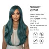 Tangyaoyusun 28Inch Green Wig with Bang Long Wavy Curly Hair