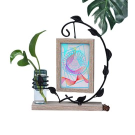 Lajiakoy® Picture Frame 10 x 15 cm, Vintage Wooden Picture Frame with Vase and Metal Tree Photo Gifts Family Gift for Mum Grandma