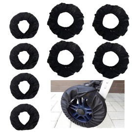 PLATEYTR 8pcs Wheel Covers, Stroller Wheel Protectors, Waterproof and Dirt Resistant, Dustproof Accessories (Black)