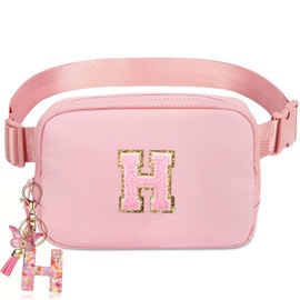 Belt Bag Fanny Pack for Teen Girl Women - Girls Initia Fanny Pack Ages 8-12 Teen Birthday Gifts Small Waist Packs Trendy Kids Fanny Pack H