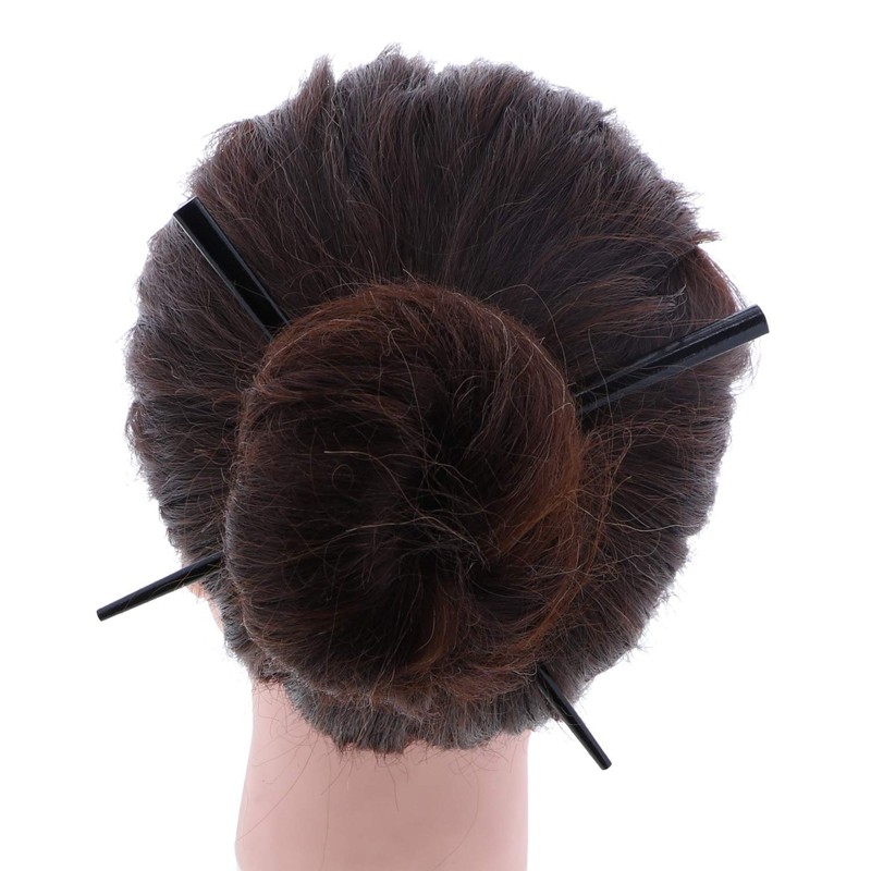 2 Hair Sticks Solid Straight Chopsticks - Black