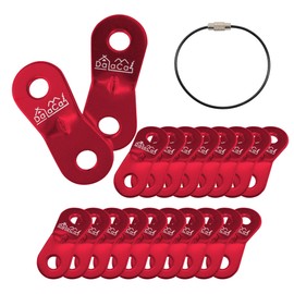 DaLaCa Aluminum Adjustable Hardware Rope Tensioner for Tents, Tarps, Rope Tensioning, 20-piece Set, Supports up to 5mm (Red)