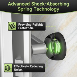 2PCS Door Stopper Wall Protector with Silicone Head, Aluminum Door Knob Wall Protector, Spring Shock Absorption Technology, 1.65" Door Stoppers for Wall, Adhesive Installation or with Screw