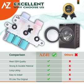 Washer Water Inlet Valve Replaces For Whirlpool Cabrio WTW7000DW0 WTW7300DW1 WTW8040DW0 WTW7040DW1 WTW8040DW4 WTW7300DW0 WTW7040DW0 WTW8040DW2 WTW6120HW0 WTW7120HW0 WTW7000DW3 WTW8000DW0 WTW8000DW