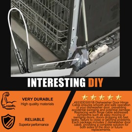 Upgrade 4933DD3001B Dishwasher Door Hinge Cable Assembly Completely Suitable for LG Dishwasher LDF7774ST LDF6920ST LDF6920BB LDF7551ST Replace 4933DD3001A PS3524406 AP4511304, 2 Pack