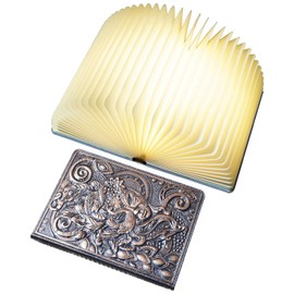 QXMGCBOK Decorative LED Book Light with Embossed Design,Book Lamp, Book Lovers Gifts, Reading Lights for Books in Bed (Bronze-Colored)