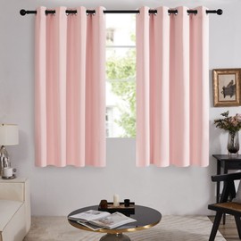 Deconovo 100% Blackout Curtains for Bedroom, Thermal Insulated and Noise Reducing Drapes, Room Darkening Window Curtains with Double Layer, Oeko-TEX Certified (Crystal Pink, 52x45 Inch, 2 Panels)