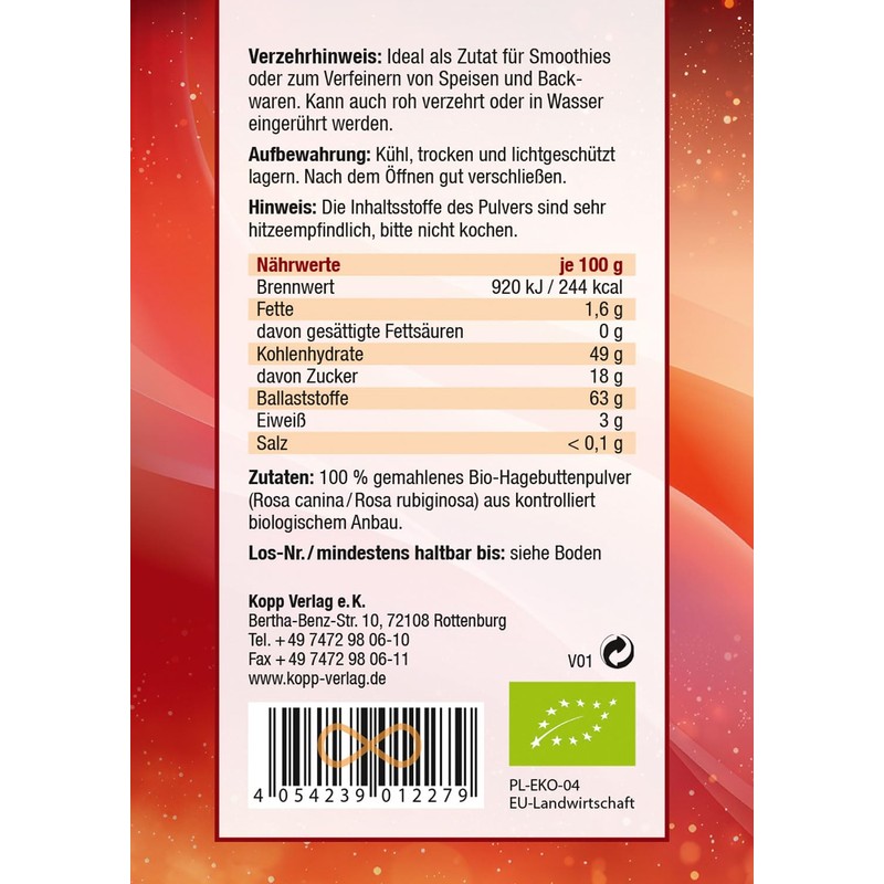 KOPP Vital® Organic Rosehip Powder 400 g