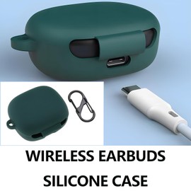 ECSiNG Silikonhülle für Kabellose Kopfhörer Schutzhülle Abdeckung Kompatibel mit JBL Live Pro 2TWS True Wireless Earbuds mit Schlüsselanhänger-Haken, Grün