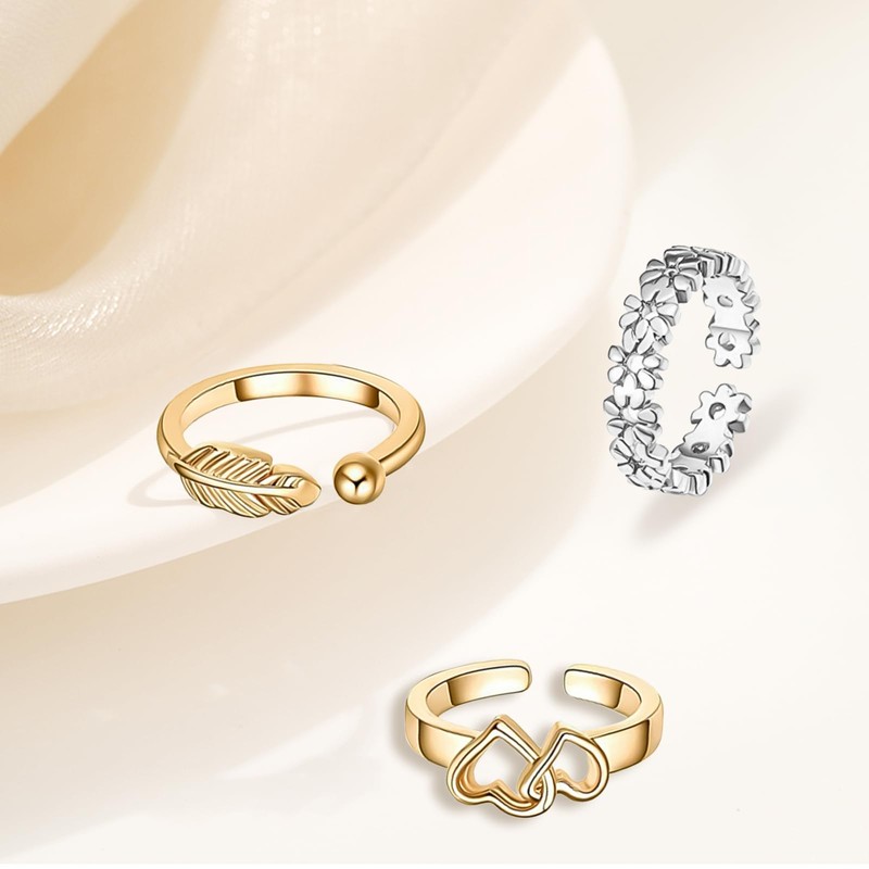 Kighdel Toe Ring 24 Pcs Adjustable Toe Rings for Women,