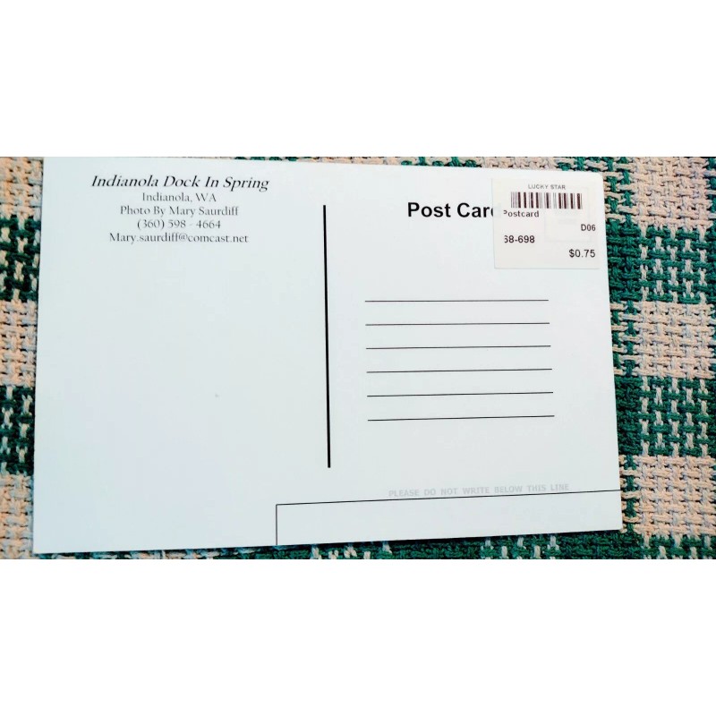 MARY SAURDIFF POST CARD INDIANOLA DOCK INDIANOLA WA