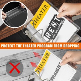 tutata 3 inch Binder with Sleeevs, for Broadway and Theatre Program, Theater Program Holder with Cover, 40 Sleeves, Fits 5.5 × 8.5 Programs from Mid 1980s to Modern