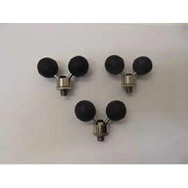 3 x Twin Rubber Ball & Stainless Steel Rod Butt Rests for Pods / Bank Sticks.