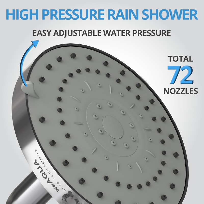 WEAQUA High Pressure Shower Head 2 PACK - 5 Spray