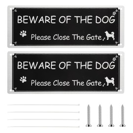2 Pack Beware of Dogs Sign, Aluminium Metal Dog Warning Sign 9.8'' x 3.5'' Beware Of The Dog Aluminum Signs with Zip Ties & Screws Reflective Dog Warning Signs Outdoor Waterproof, UV Resistant