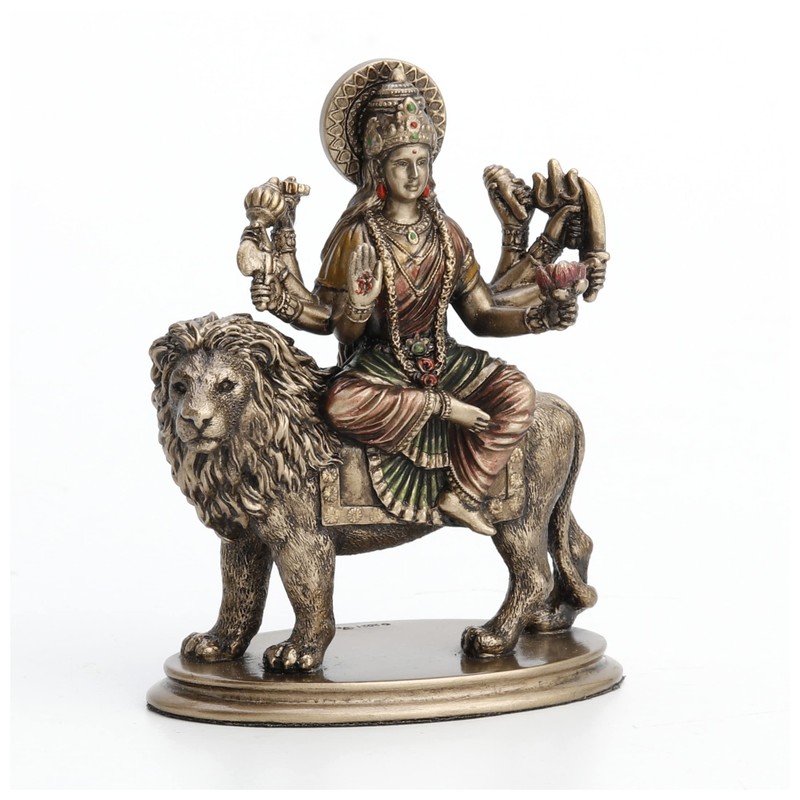 Veronese Design 3 3/4" Hindu Goddess Durga Riding on Lion