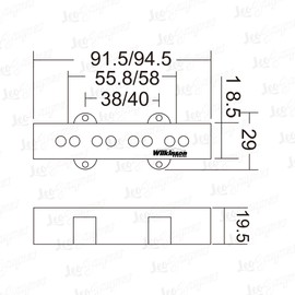 Wilkinson Bass Pickup WOJB Ceramic 4-strings Jazz bass Neck&Bridge pickups set for JB style bass guitar(WOJB)