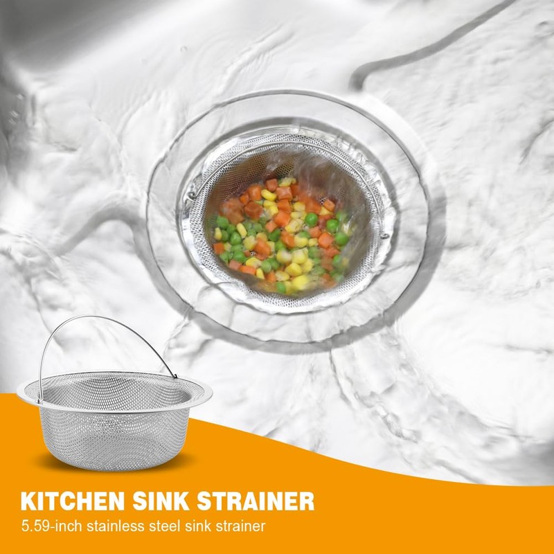 haodex Kitchen Sink Strainer Stainless Steel with Handle (2, Outer