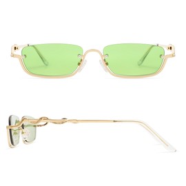 Appassal Y2K Snake Sunglasses for Women Men Narrow Rectangular Y2k Chic Sunnies AP3649,Gold/Green
