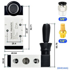 TAILONZ PNEUMATIC 3/8 Inch BSP 5 Way 2 Positions Air Hand Lever Valve Pneumatic Solenoid Valve Manual Control Push-Pull 4H310-10