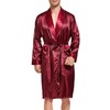 Men's Satin Bathrobe, Lightweight Silk Long Sleeve Bathrobe with Shorts