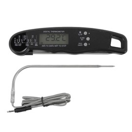 Fleischthermometer, Sofort Ablesbares Thermometer, Digitales Fleischthermometer, Doppelsonde, Küche Für Ofen, Multi Nadel Multifunktion, Wasserdicht Für Fleisch, Milch, Grill, Wasser(Schwarz)