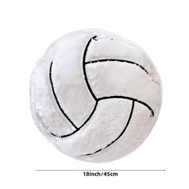 XIZHI XIZHI 18" Volleyball Plush Pillow Fluffy Durable Stuffed Football Throw Pillow Ball Sports,Ball Pillow Soft Durable Sports Toy Sofa Room Decoration Soft Sports Toy Gift (White A)