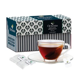 Octavius English Breakfast Black Tea Bags | Strong Indian Black Tea | Rich & Malty Flavor | Premium Black Teas for Morning Energy | Classic English Breakfast Teas | 30 Bags Pack