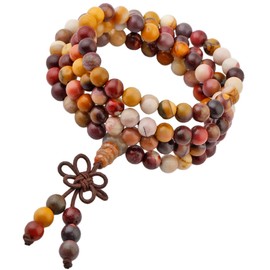 Shanxing 6mm Mookaite Crystal 108 Prayer Beads Mala Wrap Bracelet for Men Women, Worry Beads Healing Crystal Mookaite Bracelet Tibetan Buddhist Jewellery Gift Buddha Reiki Meditation Stone Necklace