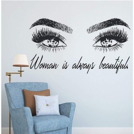 Beautiful Women Eyes Wall Decals Big Eyes Wall Stickers Removable Decor Wall Art for Living Room Bedroom Beauty Salon Wall Window,Finished Size 25.5"x43.3"