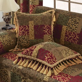 TOPLUXE Cushion Cover, 45 x 45 cm, Decorative Cushion Cover, Jacquard Cushion Cover with Zip, Decorative Cushion Cover, Sofa Cushion, Couch Cushion for Sofa, Bedroom, Living Room, 1 Piece (Patchwork)