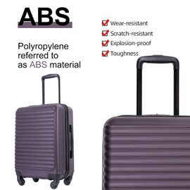 Tripcomp Carry On Luggage Lightweight Hardside suitcase with Spinner Wheels, Carry-On 20-inch, Purple