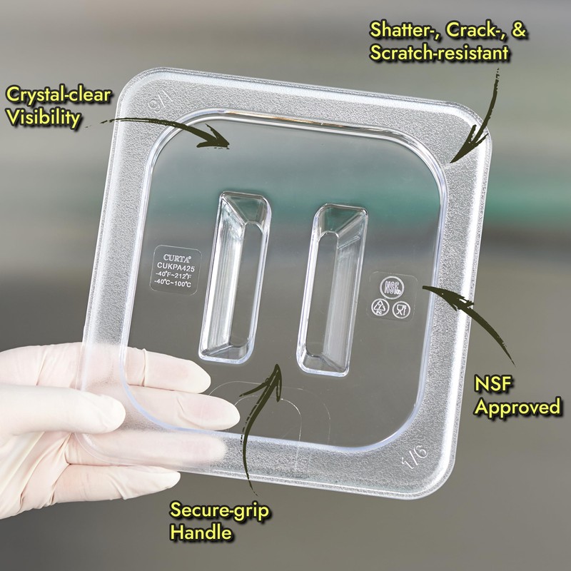 CURTA 6-Pack 1/6 Size 6" Deep NSF Polycarbonate Food Pans