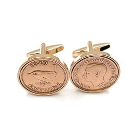 Premium 1942 Farthing cufflinks for a 83rd Birthday cufflinks Rose Gold