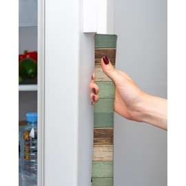 LBCASA Vintage Green Brown Refrigerator Door Handle Covers Set of 2, Keep Kitchen Appliance Clean from Smudges, Fingerprint, Drips, Rustic Barn Teal Wood Stripes Decor Protector for Fridge