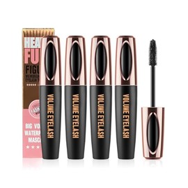 4D Silk Fiber Lash Mascara Extension Voluminous Mascara Waterproof & Smudge-Proof Long-Lasting 24 Hours No Flaking Longer Thicker Eyelashes,All Day Exquisitely Full (4 Packs)