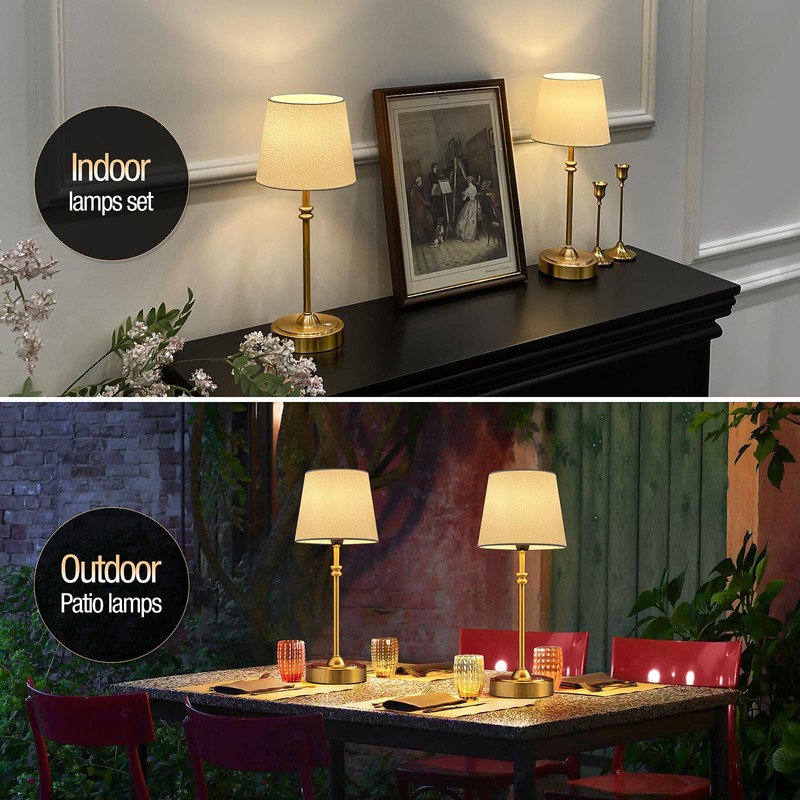 ONEWISH Cordless Lamp-Battery Operated Table lamp, 4000mAh Rechargeable, Stepless Dimmable,