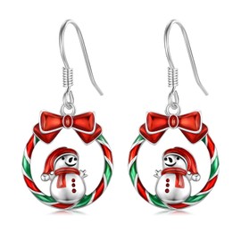 Christmas Earrings Sterling Silver Snowman Earrings Winter Holiday Christmas Dangle Earrings Hypoallergenic Snowman Jewelry Gift Christmas for Women Female Friends chicas Stocking Stuffers