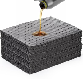 Okllen 100 Pack Oil Absorbent Pads, Single Weight Dimpled Pad, Oil Spill Mat for Absorbing Protecting Home Garage Basement, 13"x10", Grey