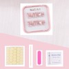 MZCMSL Handmade Nail Tip, Short, Square, Pink, Crystal Stone, 3D,