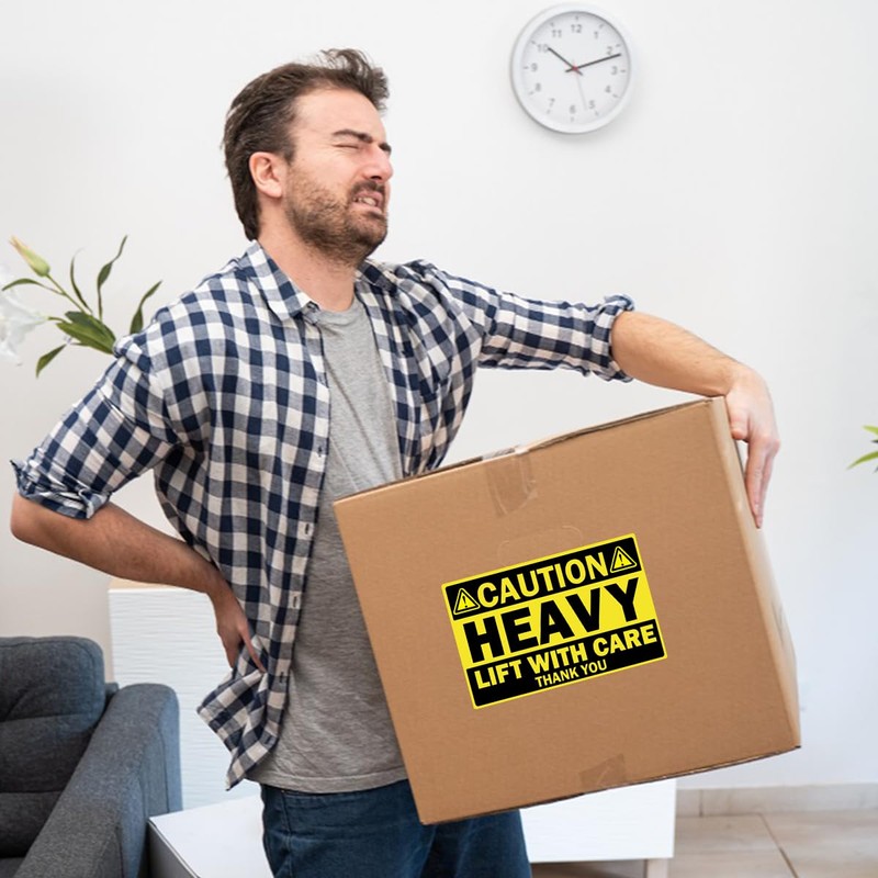 4x6inch Larger Caution Heavy Shipping Stickers 100pcs Yellow Heavy Lift