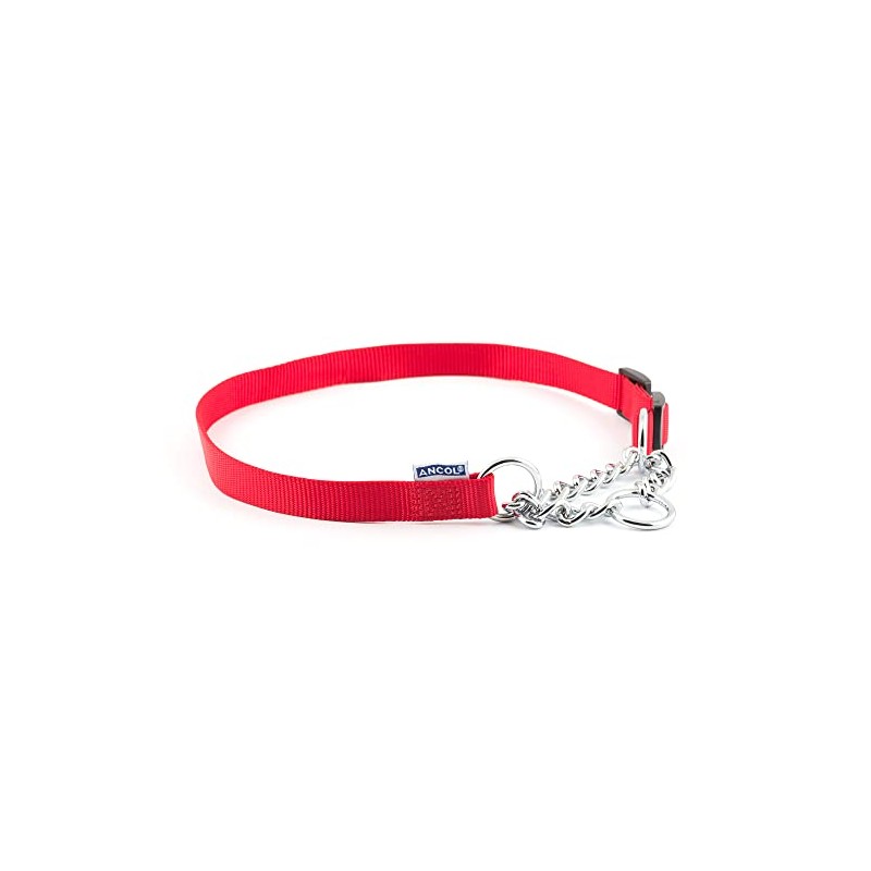 Ancol Heritage Nylon & Chain Check Collar Red 55 -