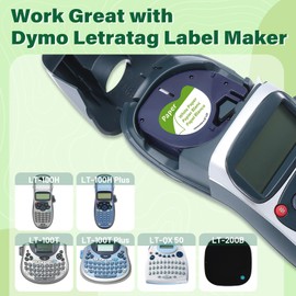 Replace for Dymo LetraTag Refills Paper White 12mm Label Maker Tape 91330 1/2" x 13' Label Tape Compatible with DYMO LetraTag LT-100H Plus and 200B, 4-Pack