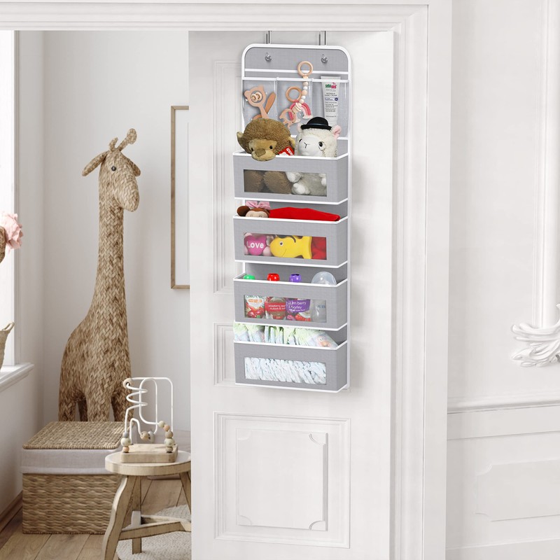 Simple Houseware 4 Clear Window Pocket Over Door Storage Hanging